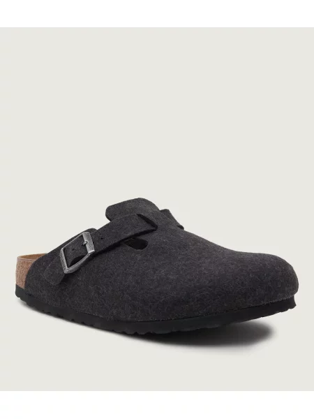 Birkenstock De lână mules încălțăminte BOSTON cu adaos de piele | narrow fit gri