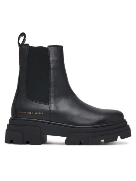Iš natūralios odos chelsea stiliaus batai Tommy Hilfiger chunky juoda
