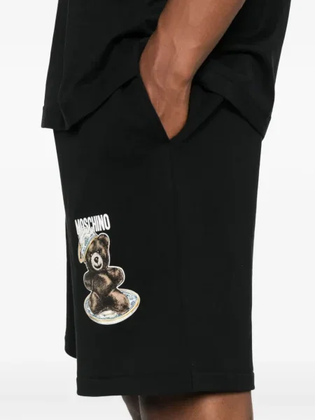 Pantaloni scurți Moschino cu imagine teddy negru