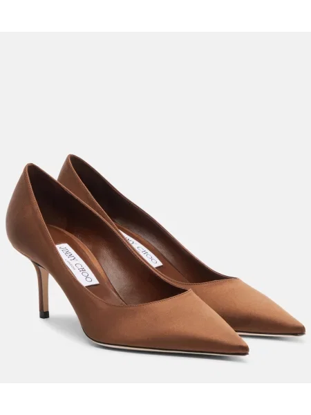 Pantofi cu toc Jimmy Choo din satin maro