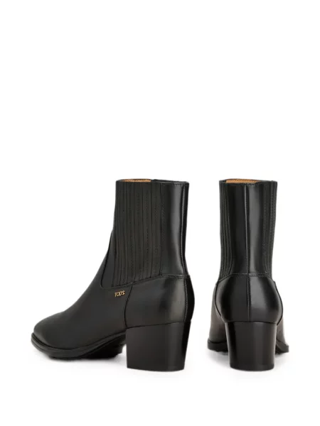 Cizme scurte Tod's din piele cu autograf negru
