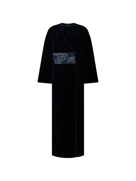 Rochie maxi Giorgio Armani de catifea cu mărgele albastru
