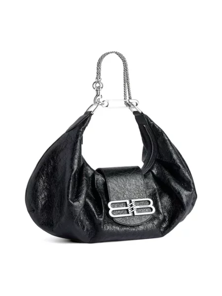 Lniana torebka Balenciaga czarna