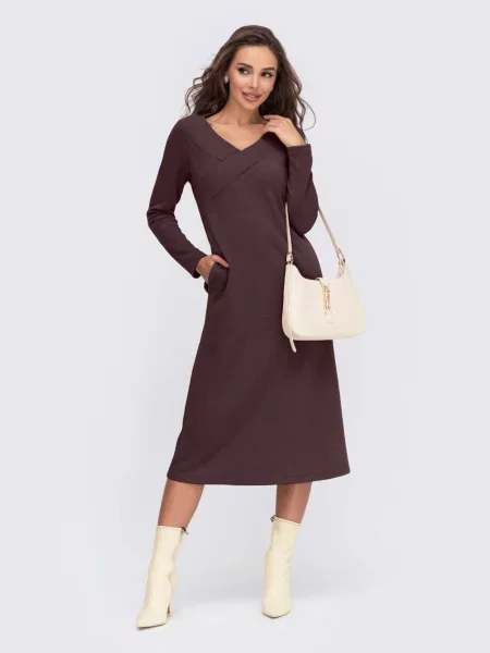 Сукня міді Dressa віскоза/поліестер коричневий