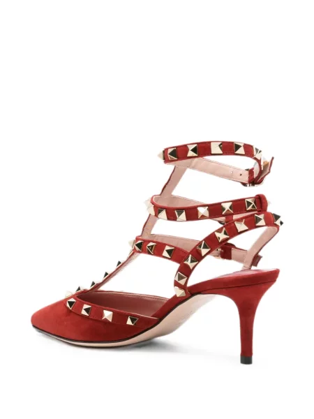 Pantofi cu toc Valentino Garavani din piele de căprioară roșu