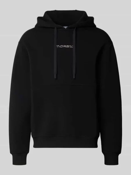 Bluza z kapturem o kroju relaxed fit z mieszanki z dodatkiem bawełny Antony Morato czarna