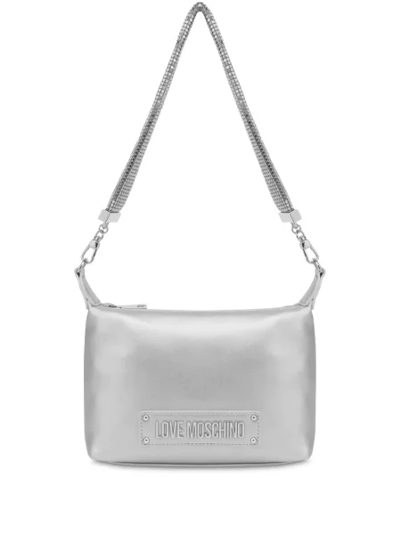 Torbica Love Moschino s autogramom srebrena