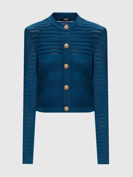 Укорочений кардиган Balmain синій