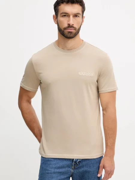 Тениска Guess с апликация бежово