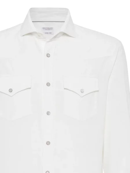 Marškiniai Brunello Cucinelli kordinis velvetas balta