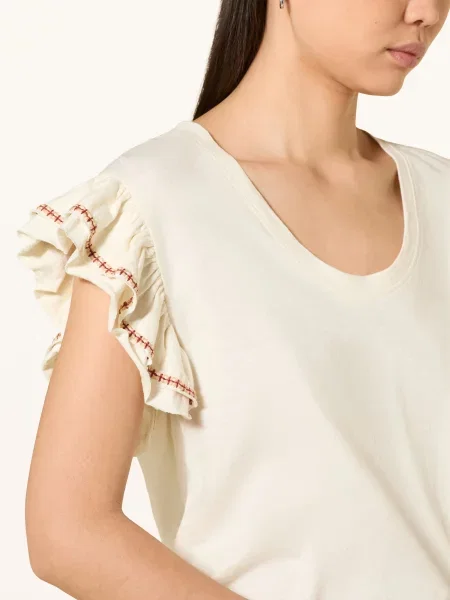 Mos Mosh Tričko Mmtorra S Volánky režná / světle hnědá