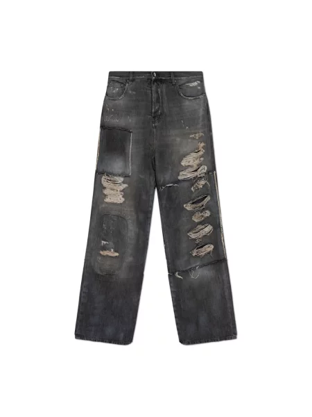 Jeansy Amiri z autografem szare