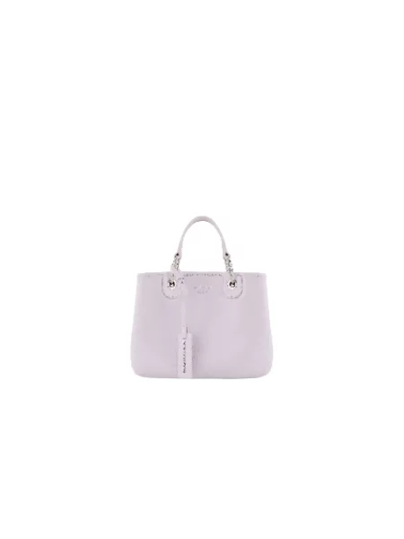 Lniana shopperka Emporio Armani fioletowa