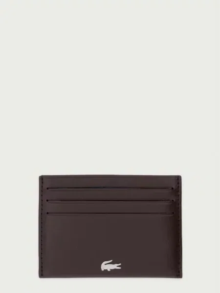 Lacoste etui na karty skórzane brązowy