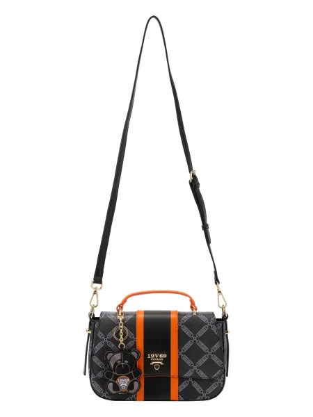 ITALIA Geantă de umăr Giustina gri închis / portocaliu negru