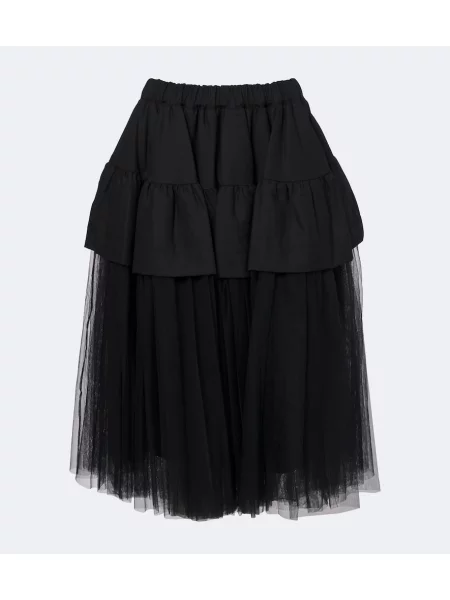 Fustă midi Noir Kei Ninomiya de lână negru