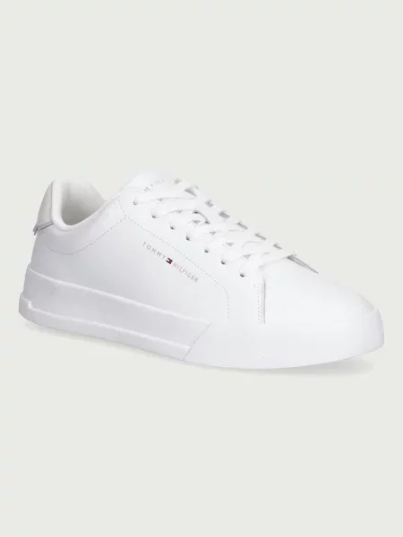 Sneakersy niskie z mieszanki skóry Tommy Hilfiger białe