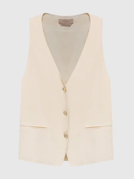 Жилет з логотипом Twinset бежевий