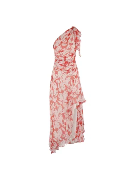 Sukienka midi Victoria Beckham szyfonowa do kolan czerwona