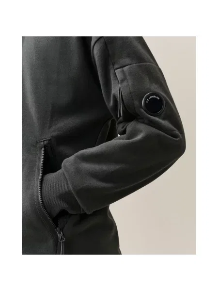 Lniana bluza z kapturem C.p. Company z kapturem szara