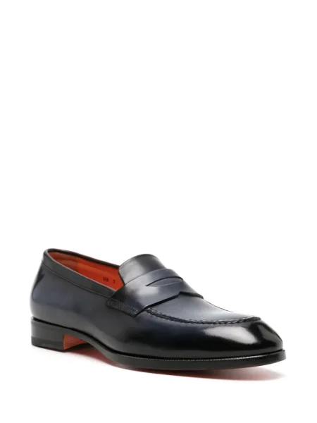 Pantofi loafer Santoni din piele albastru