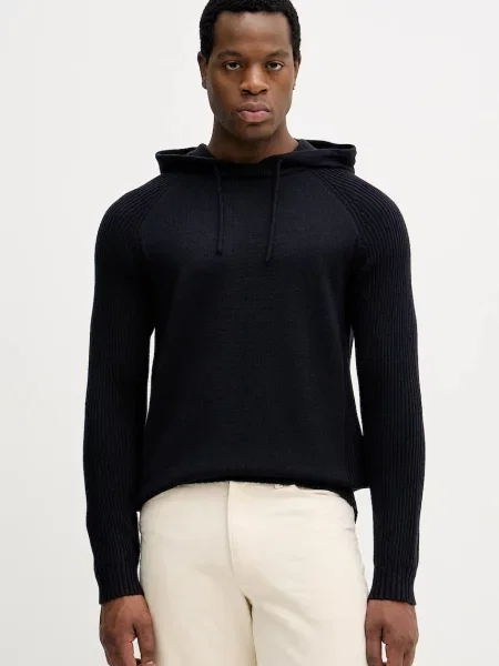 Armani Exchange pulover din amestec de lână bleumarin