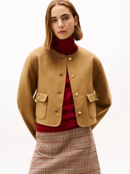 Tommy Hilfiger kurtka z wełną brązowy