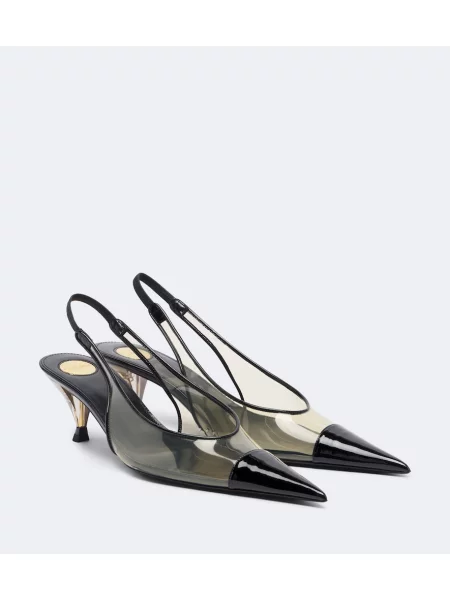Pantofi cu toc Saint Laurent din piele slingback negru