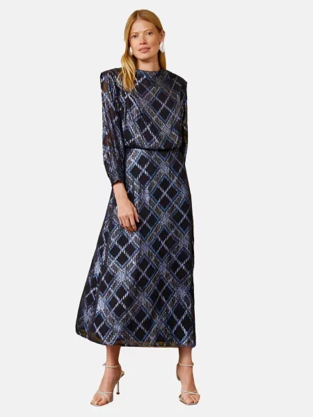 Love & roses Rochie bleumarin / albastru cobalt / deschis gri