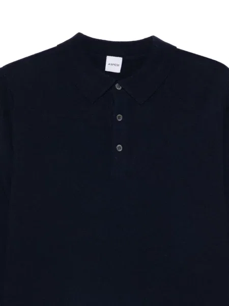 Tricou polo Aspesi din cașmir albastru