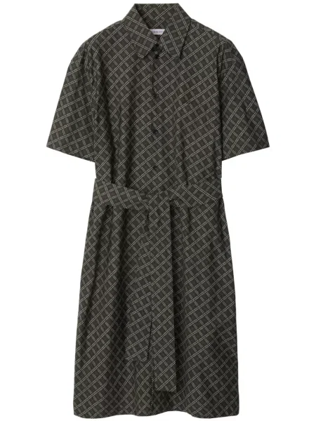 Rochie tip cămașă Burberry în carouri verde