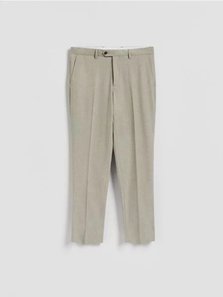 Reserved Spodnie garniturowe slim fit oliwkowy
