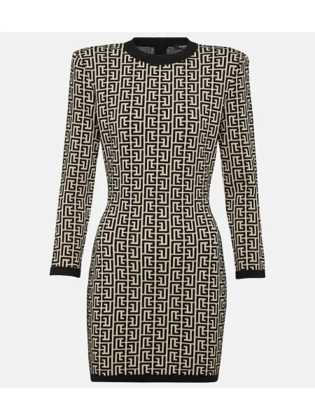 Rochie Balmain de lână cu imagine de costum negru