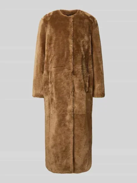 Płaszcz ze sztucznego futra z okrągłym dekoltem model ‘Gracelyn’ Stand Studio