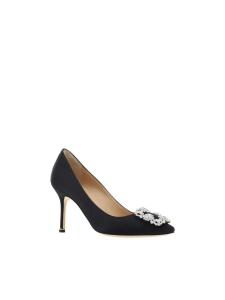 Satynowa czółenka Manolo Blahnik czarna