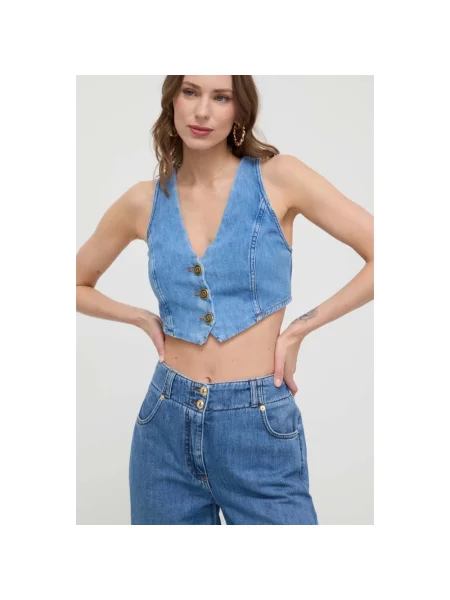 Twinset kamizelka jeansowa niebieska