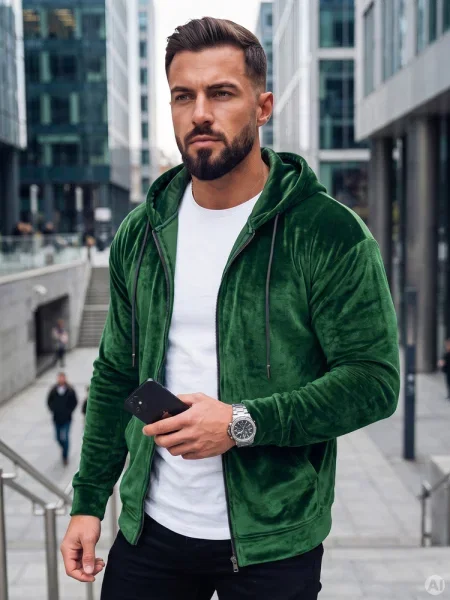 Bluza welurowa Dstreet zielona