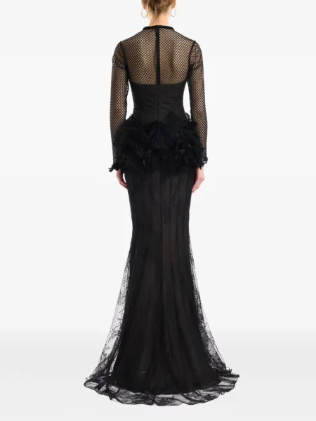Rochie Gemy Maalouf cu pene din dantelă negru