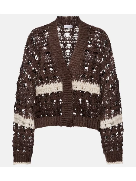 Cardigan Brunello Cucinelli tricotate maro