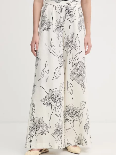 Gaudi pantaloni palazzo de damă din in bej