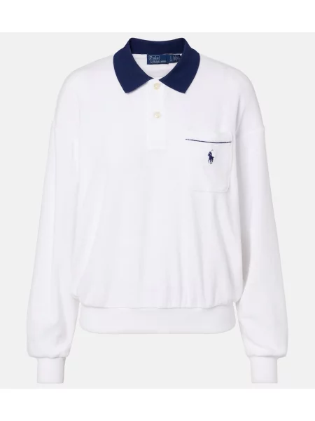 Tricou polo Polo Ralph Lauren din material terry alb