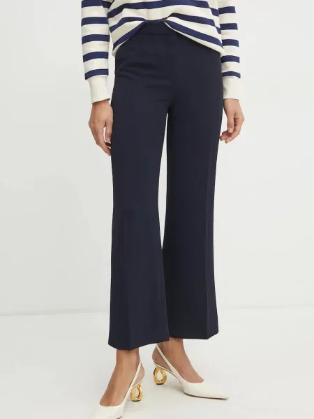 Luisa Spagnoli pantaloni femei bleumarin drept high waist