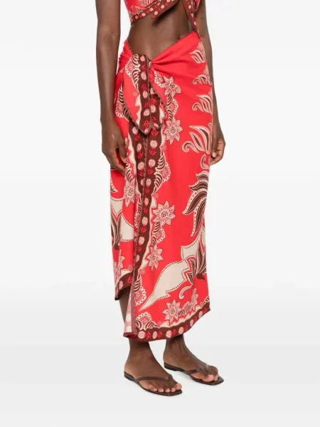 Fusta maxi Farm Rio cu model floral cu imagine roșu