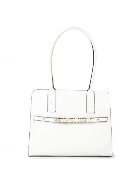 Lniana torebka Valentino By Mario Valentino biała