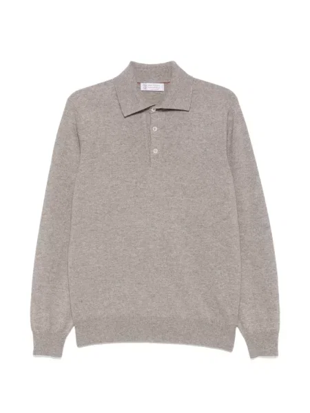 Lung tricou polo Brunello Cucinelli gri