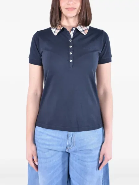 Gulerat tricou polo Barbour în carouri albastru