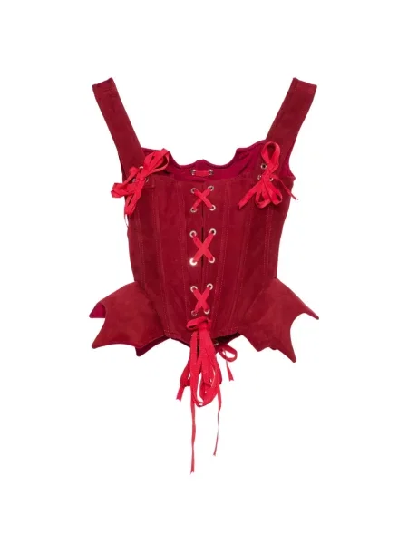 Велурен топ Mitiliane Couture с връзки червено