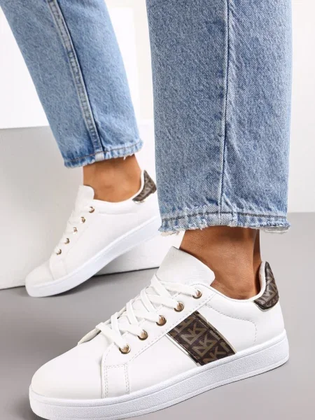 Sneakers Albi-Maro cu Șiret și Inserții Danthe alb
