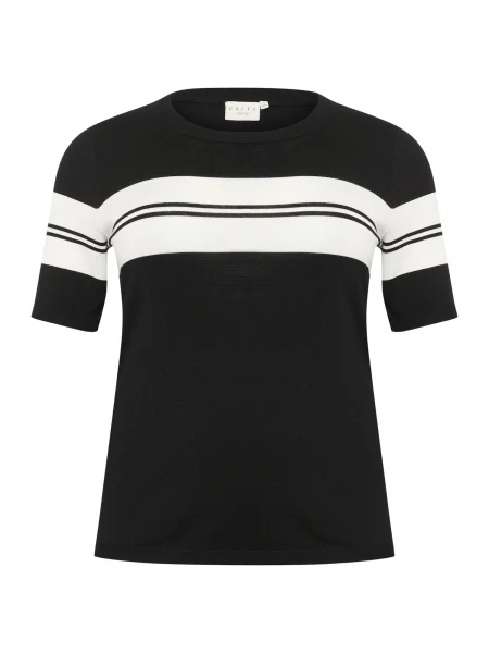 KAFFE CURVE Pulover KCLizzy negru alb