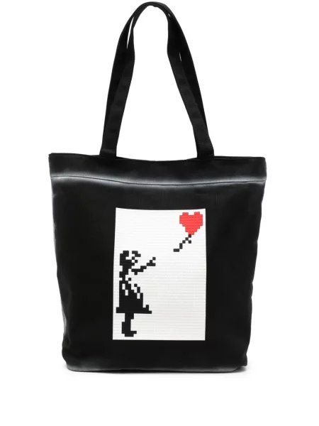 Geantă Mostly Heard Rarely Seen 8-bit cu motiv cu inimi negru
